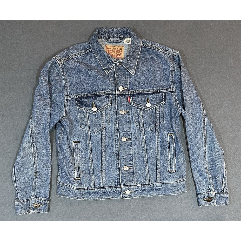 Levi Strauss Signature Denim Jacket Womens Trucker Dark Wash Blue Size S‎